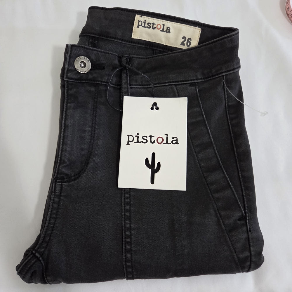 Pistola Alice Ink Black Gray Utility Skinny Moto Panel Stretch Denim Size 26 NWT - Picture 15 of 16